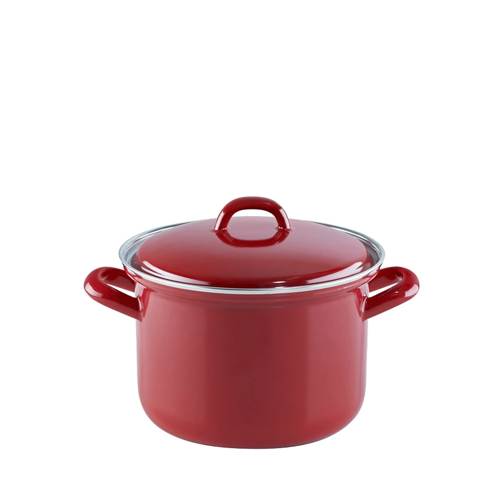 riess-0121-030-fleischtopf-mit-deckel-14cm-1-liter-emaille-rot-weiss image 1