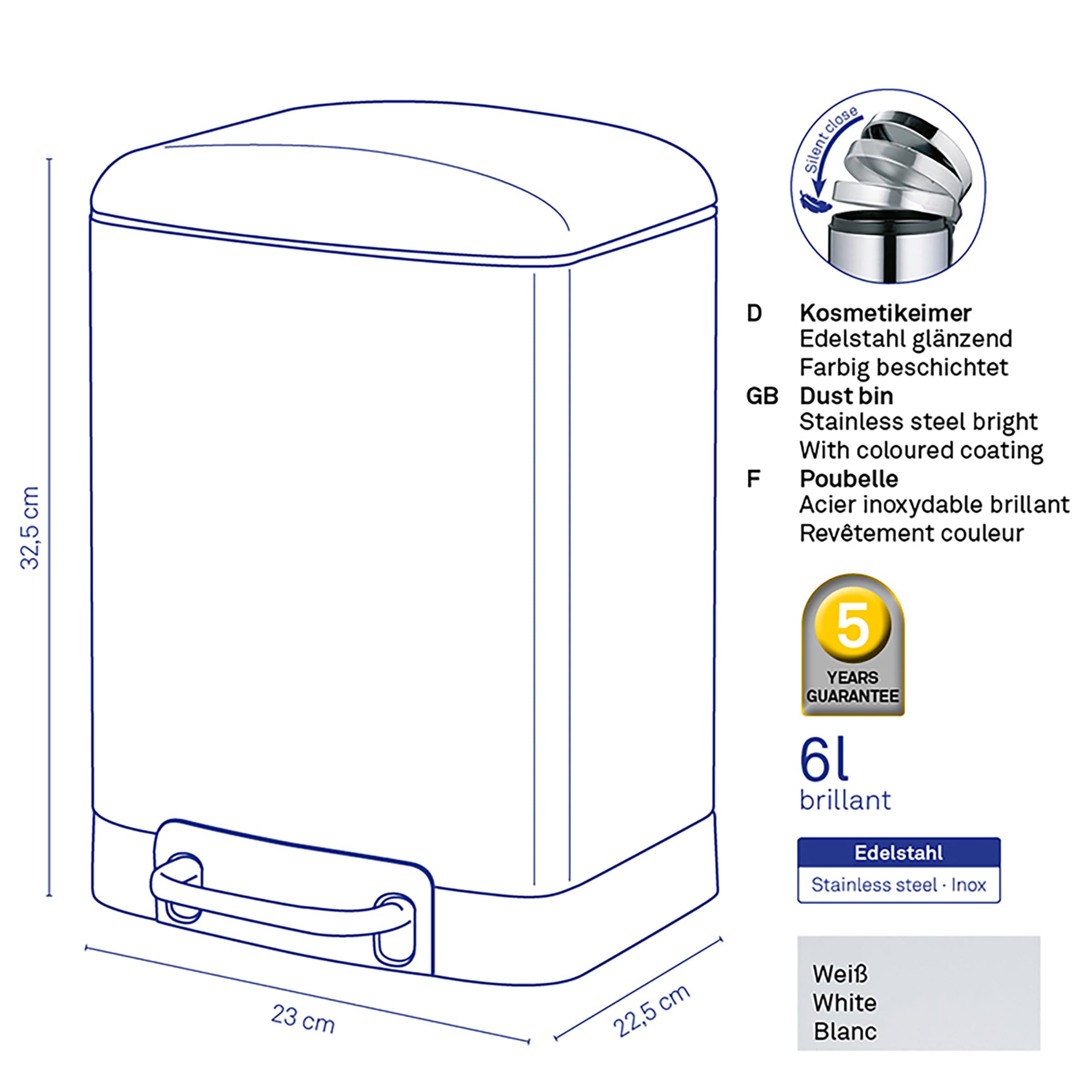 kela-davino-tretm-lleimer-6l-wei-mit-silent-close image 3