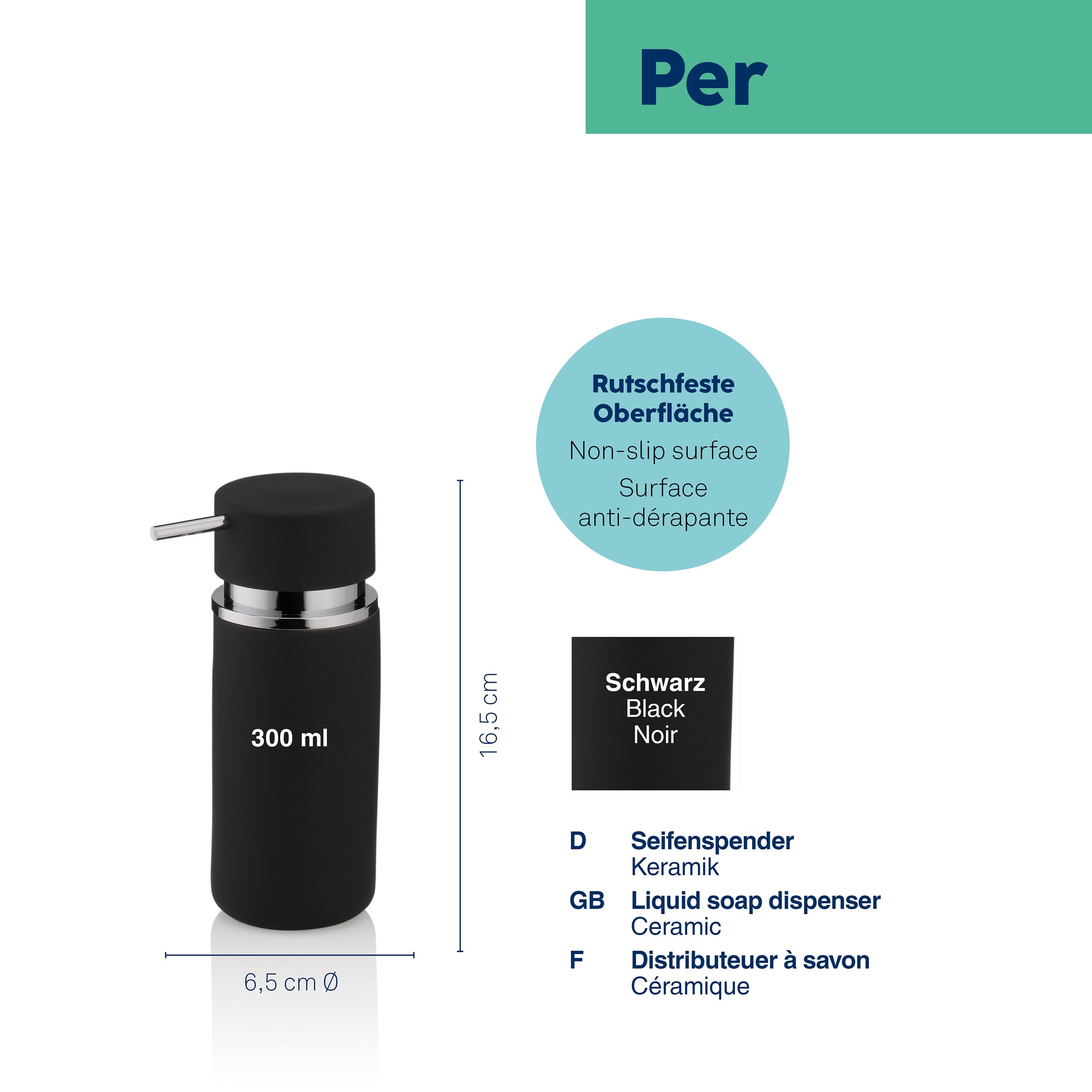 kela-per-seifenspender-300-ml-keramik-schwarz-matt image 3