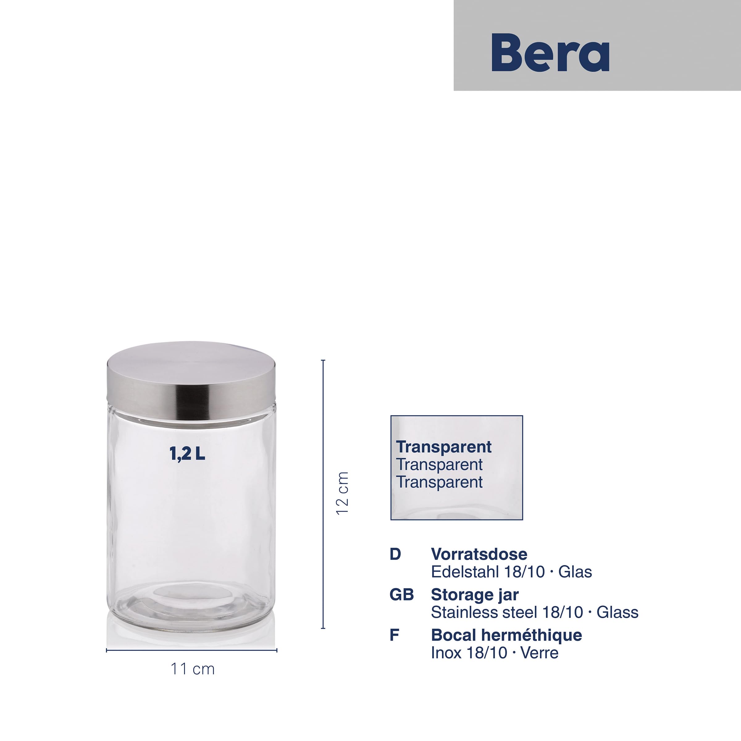 kela-bera-vorratsdosen-set-4x-1-2-l-glas-rund-mit-edelstahldeckel image 3