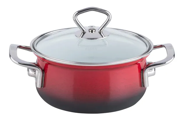 riess-nouvelle-kasserolle-16-cm-1-liter-brombeer-emaille-mit-glasdeckel image 1