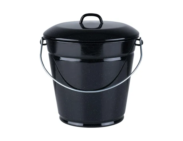 riess-emaille-eimer-mit-deckel-10-liter-schwarz-28-cm-asche-und-m-lleimer image 1