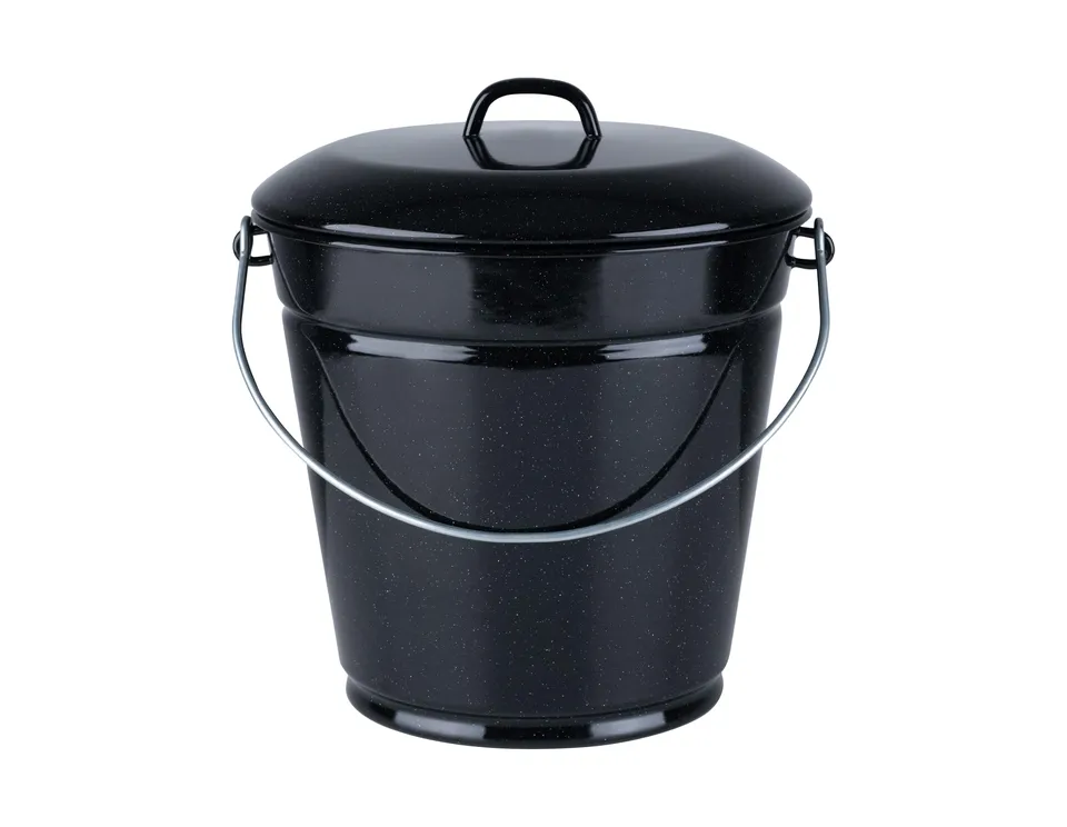 riess-emaille-eimer-mit-deckel-10-liter-schwarz-28-cm-asche-und-m-lleimer image 1