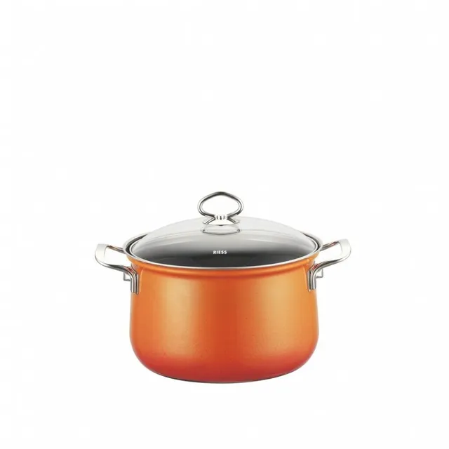 riess-0651-034-topf-mit-glasdeckel-16-cm-corall-emaille-1-5-liter image 1